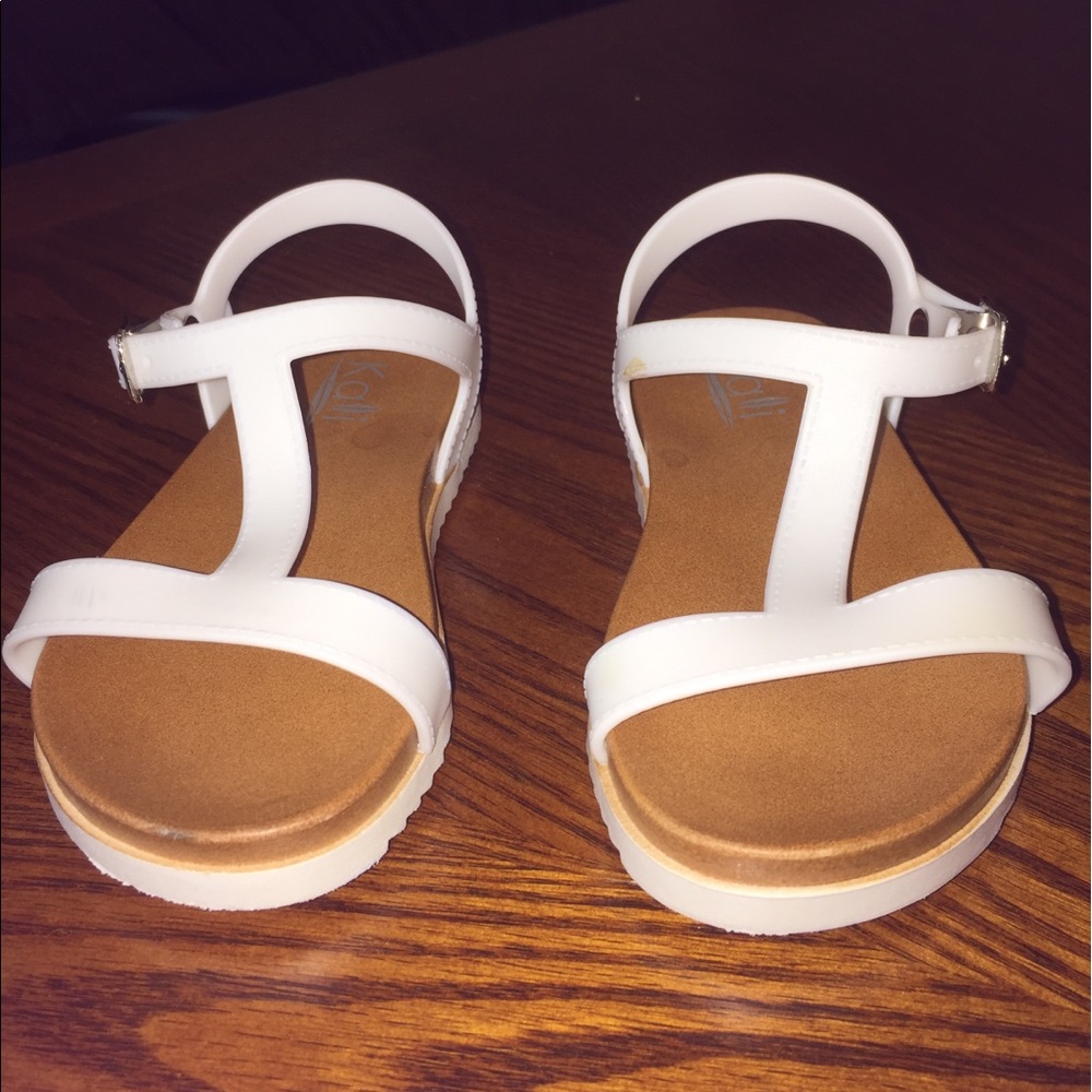 Kalli Cute T Strap White Sandals